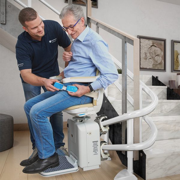 2000 curved stairlift retractable seat belt handicare