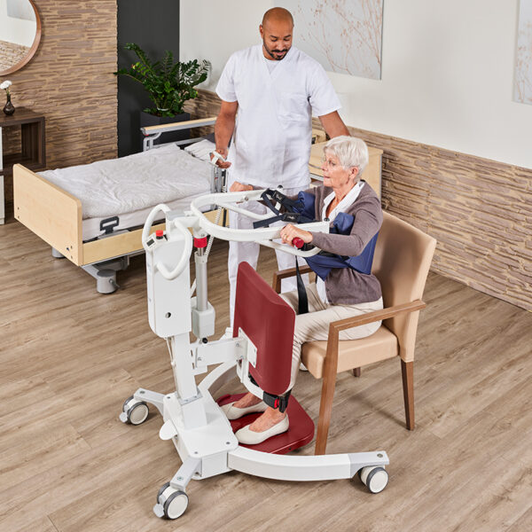 beka nora pro sit to stand sitting patient on chair and caregiver